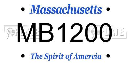 MB1200 Massachusetts License Plate