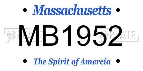 MB1952 Massachusetts License Plate