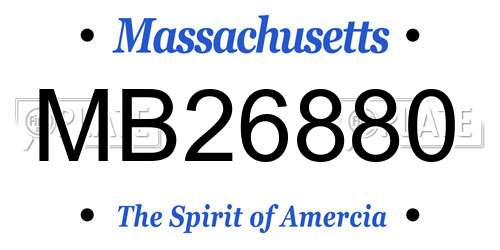 MB26880 Massachusetts License Plate