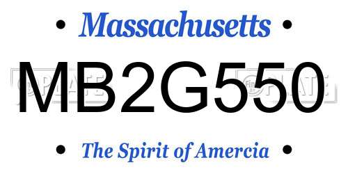 MB2G550 Massachusetts License Plate