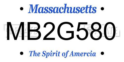 MB2G580 Massachusetts License Plate