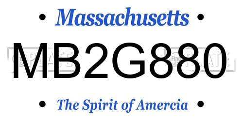 MB2G880 Massachusetts License Plate