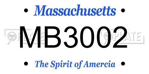 MB3002 Massachusetts License Plate