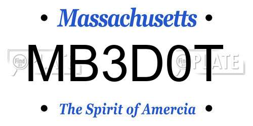 MB3D0T Massachusetts License Plate
