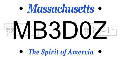 MB3D0Z Massachusetts License Plate
