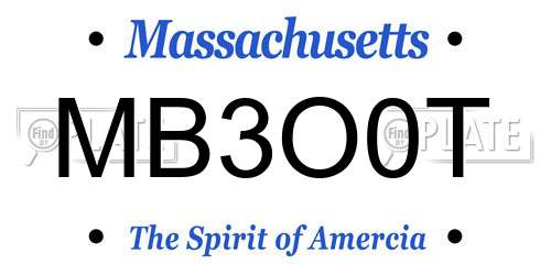 MB3O0T Massachusetts License Plate