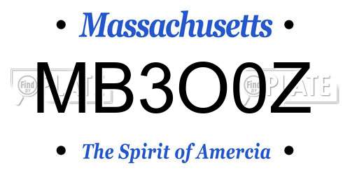 MB3O0Z Massachusetts License Plate