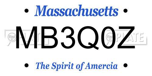 MB3Q0Z Massachusetts License Plate