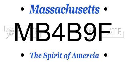 MB4B9F Massachusetts License Plate