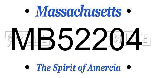 MB52204 Massachusetts License Plate