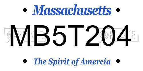 MB5T204 Massachusetts License Plate