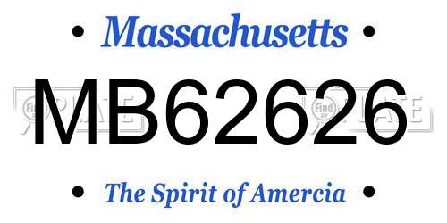 MB62626 Massachusetts License Plate