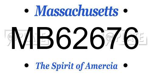 MB62676 Massachusetts License Plate