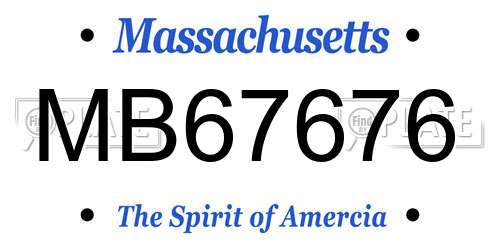 MB67676 Massachusetts License Plate