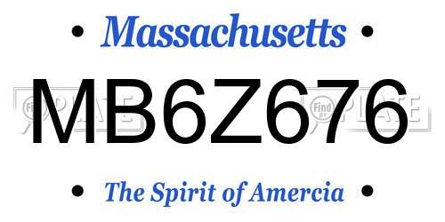 MB6Z676 Massachusetts License Plate