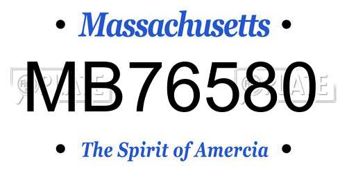 MB76580 Massachusetts License Plate
