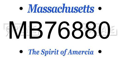 MB76880 Massachusetts License Plate