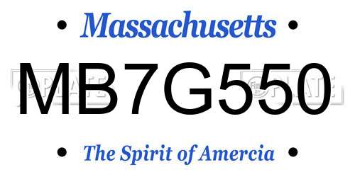 MB7G550 Massachusetts License Plate