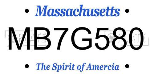 MB7G580 Massachusetts License Plate