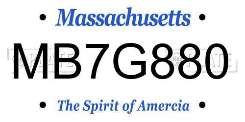 MB7G880 Massachusetts License Plate