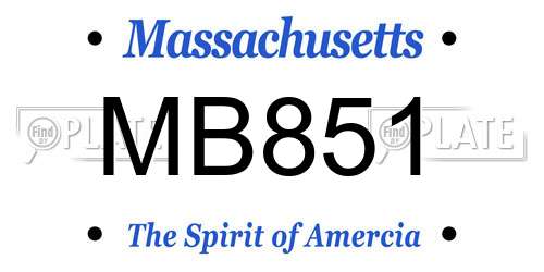 MB851 Massachusetts License Plate