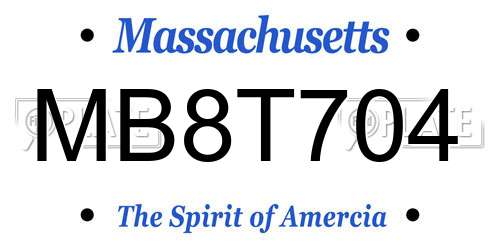 MB8T704 Massachusetts License Plate