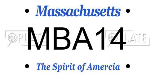 MBA14 Massachusetts License Plate