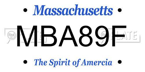 MBA89F Massachusetts License Plate