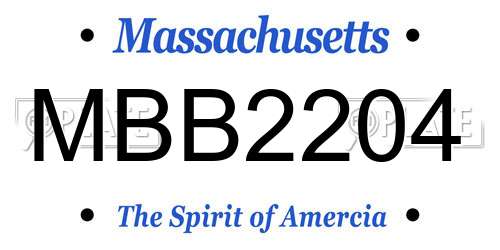 MBB2204 Massachusetts License Plate
