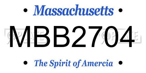 MBB2704 Massachusetts License Plate