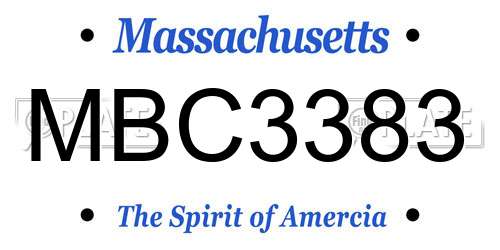 MBC3383 Massachusetts License Plate