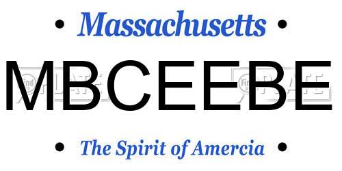 MBCEEBE Massachusetts License Plate