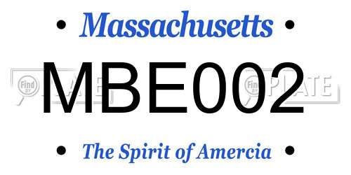 MBE002 Massachusetts License Plate
