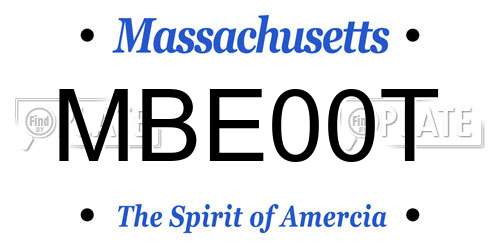 MBE00T Massachusetts License Plate