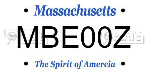 MBE00Z Massachusetts License Plate