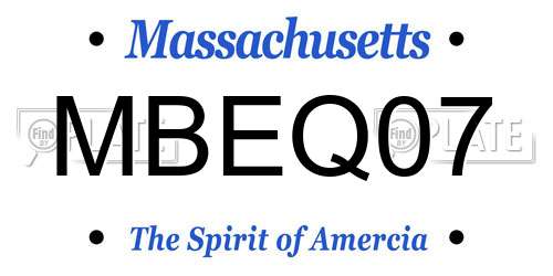 MBEQ07 Massachusetts License Plate