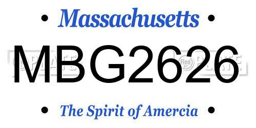 MBG2626 Massachusetts License Plate