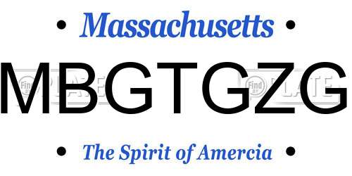 MBGTGZG Massachusetts License Plate