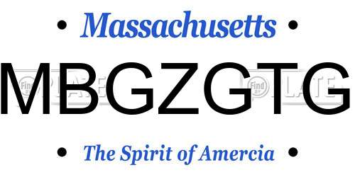 MBGZGTG Massachusetts License Plate