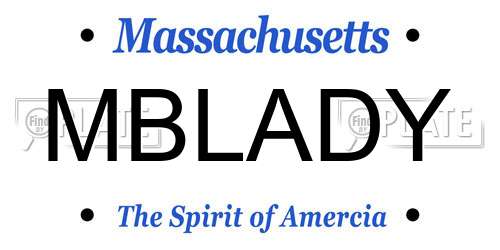 MBLADY Massachusetts License Plate