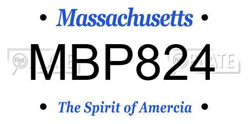 MBP824 Massachusetts License Plate