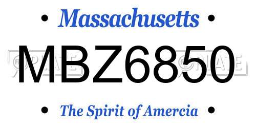MBZ6850 Massachusetts License Plate