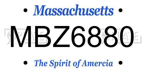 MBZ6880 Massachusetts License Plate