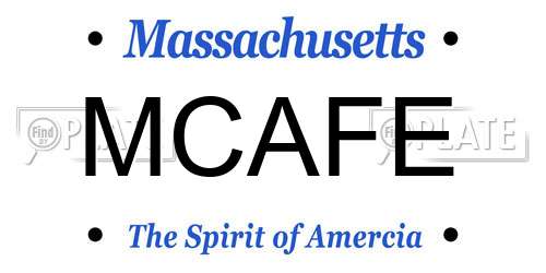 MCAFE Massachusetts License Plate