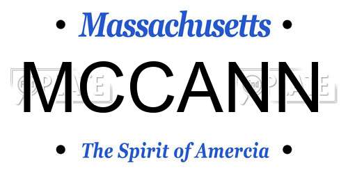 MCCANN Massachusetts License Plate