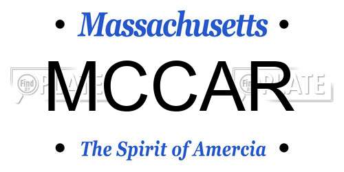 MCCAR Massachusetts License Plate