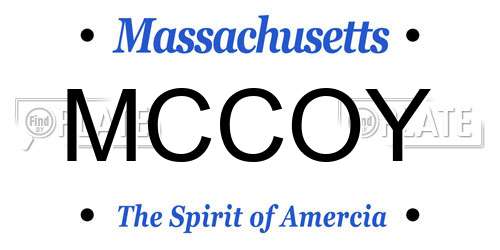MCCOY Massachusetts License Plate