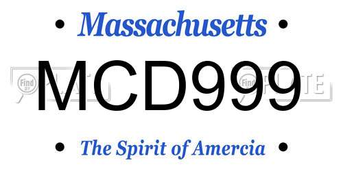 MCD999 Massachusetts License Plate