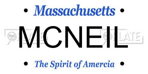 MCNEIL Massachusetts License Plate