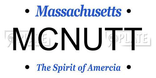 MCNUTT Massachusetts License Plate